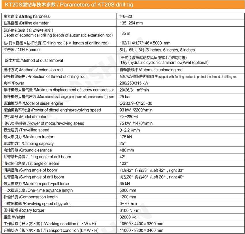 KT20S型一体式露天潜孔钻车