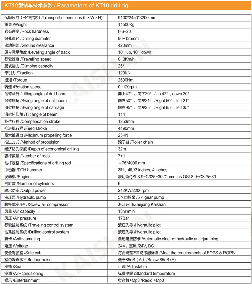 KT10型一体式露天潜孔钻车